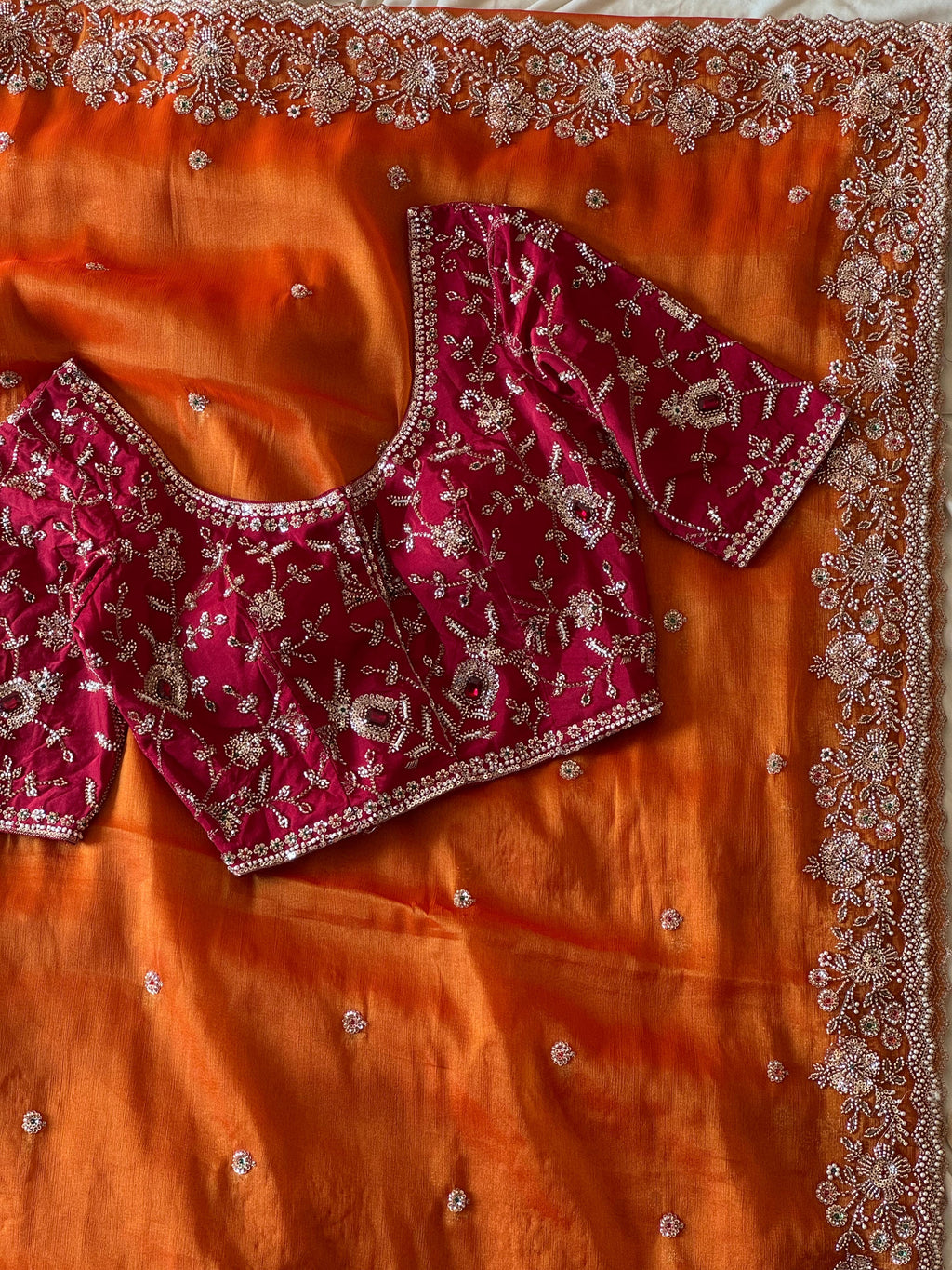 Sheena - Designer Tissue Handwork Saree