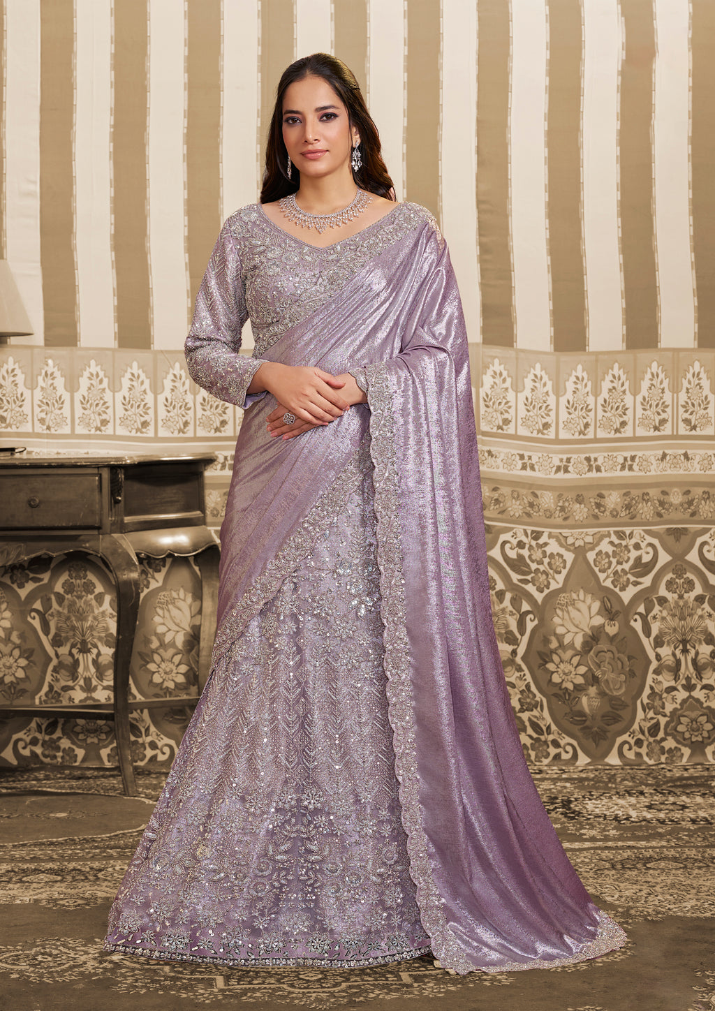 Lily-Luxury Heavy Handwork Ready-to-Wear Lehenga Saree