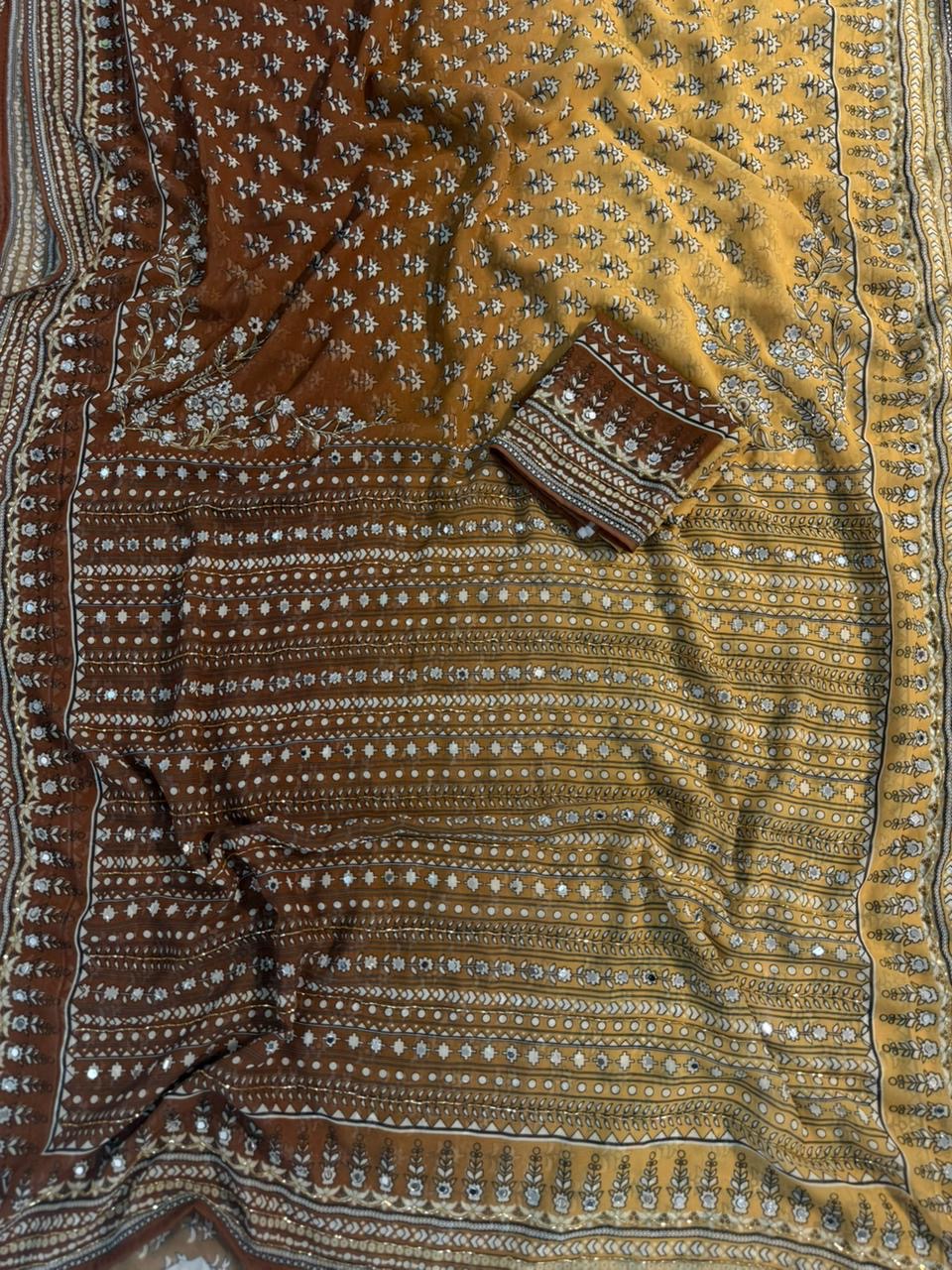 Pooja - Georgette Saree with Cutdana and mirror work