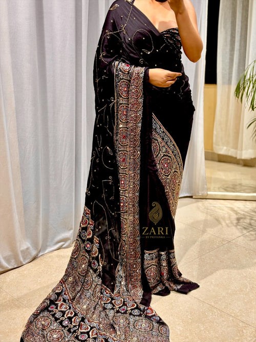 Aaina | Handcrafted Ajrakh Couture Saree