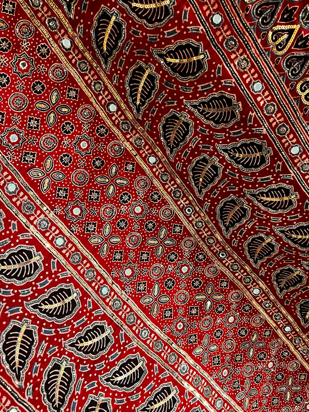 Malika | Handcrafted Ajrakh Couture Saree [Ready to Dispatch]