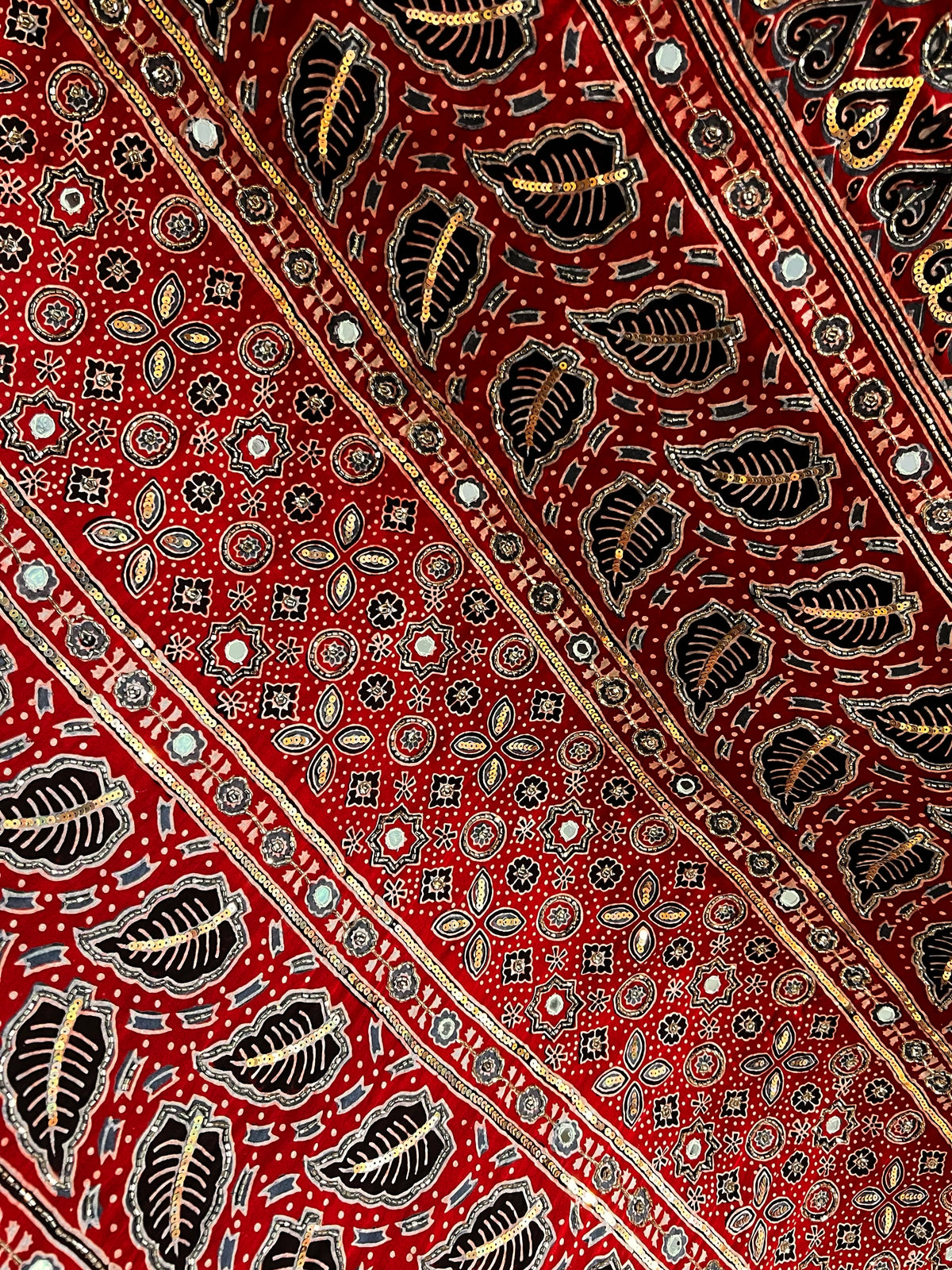 Malika | Handcrafted Ajrakh Couture Saree [Ready to Dispatch]