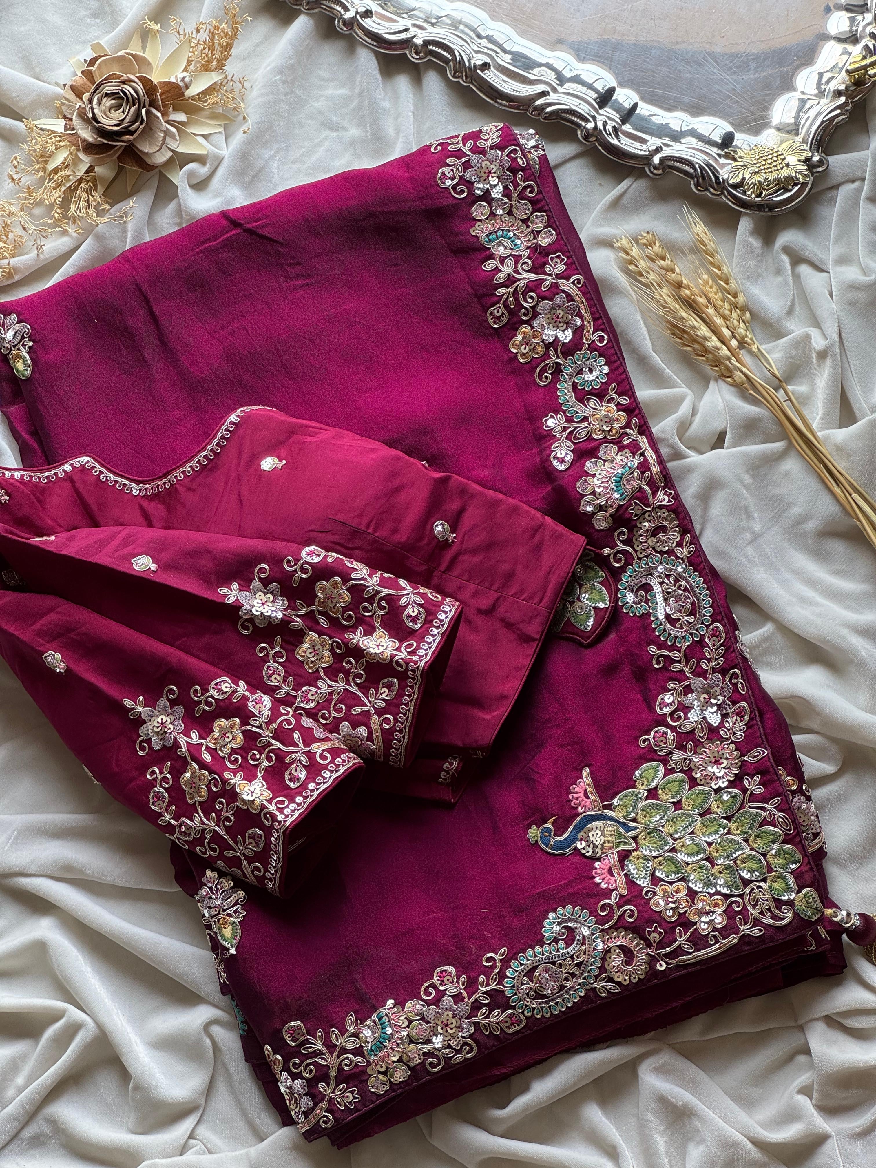 Urvashi - Pure Space Silk Handwork Saree