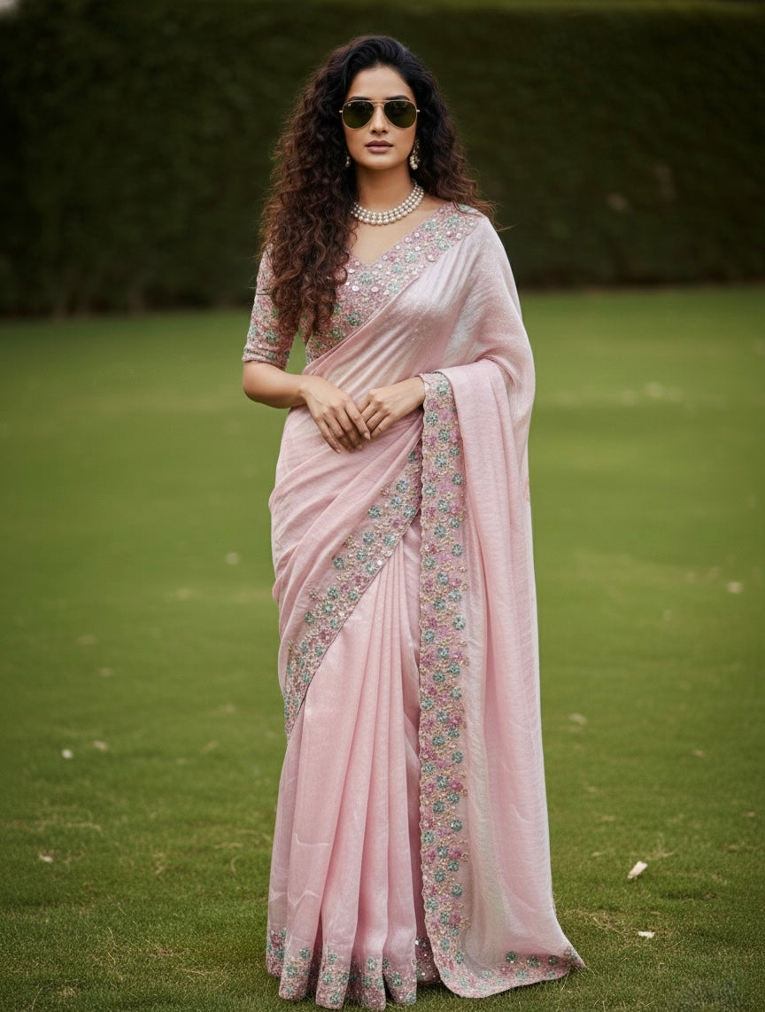 Pinki - Blush Pink Ready-to-Wear Minute Saree