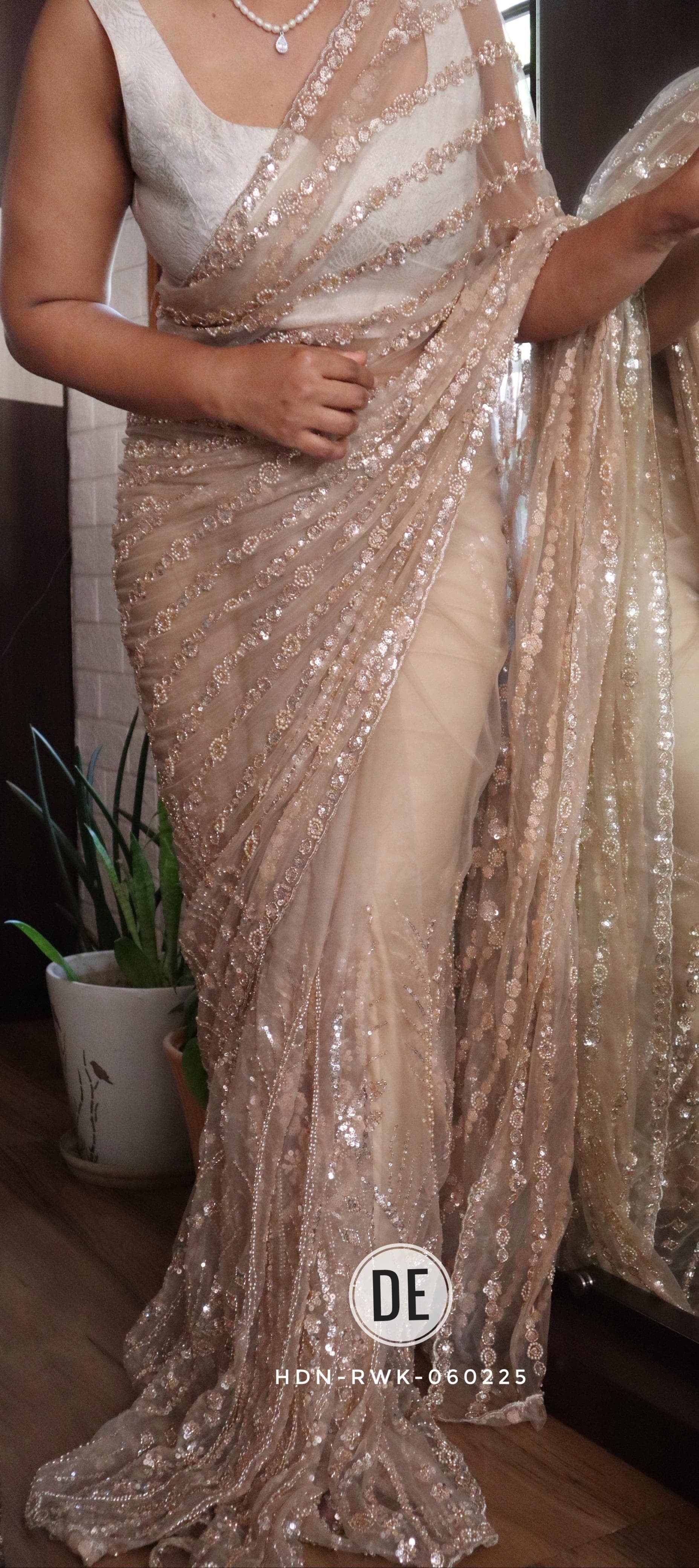 Samita - Cocktail Party Wear Sequined Net Saree