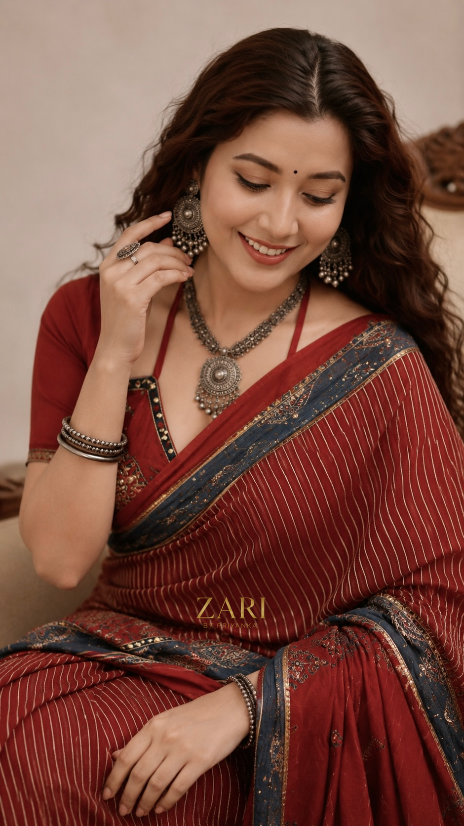 Naksha | Handcrafted Ajrakh Couture Saree