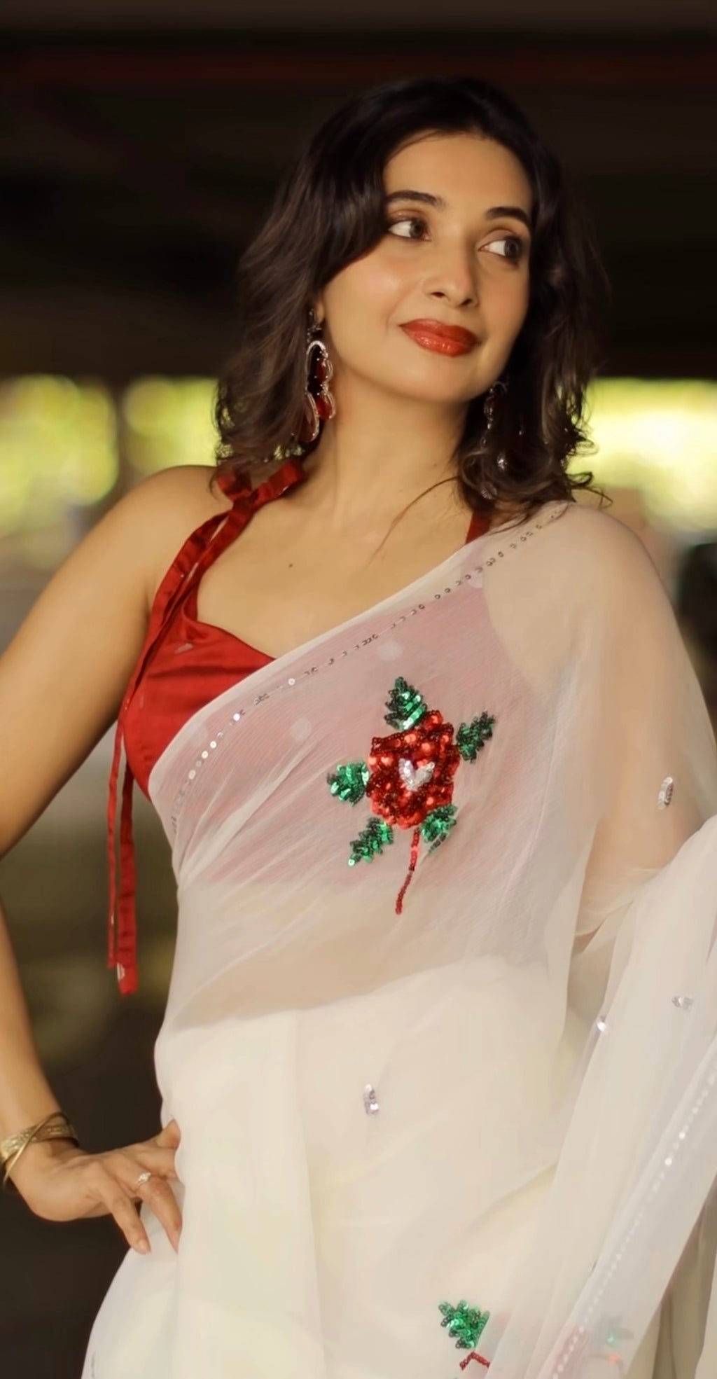 Treasa - Pure Chiffon Saree with handwork