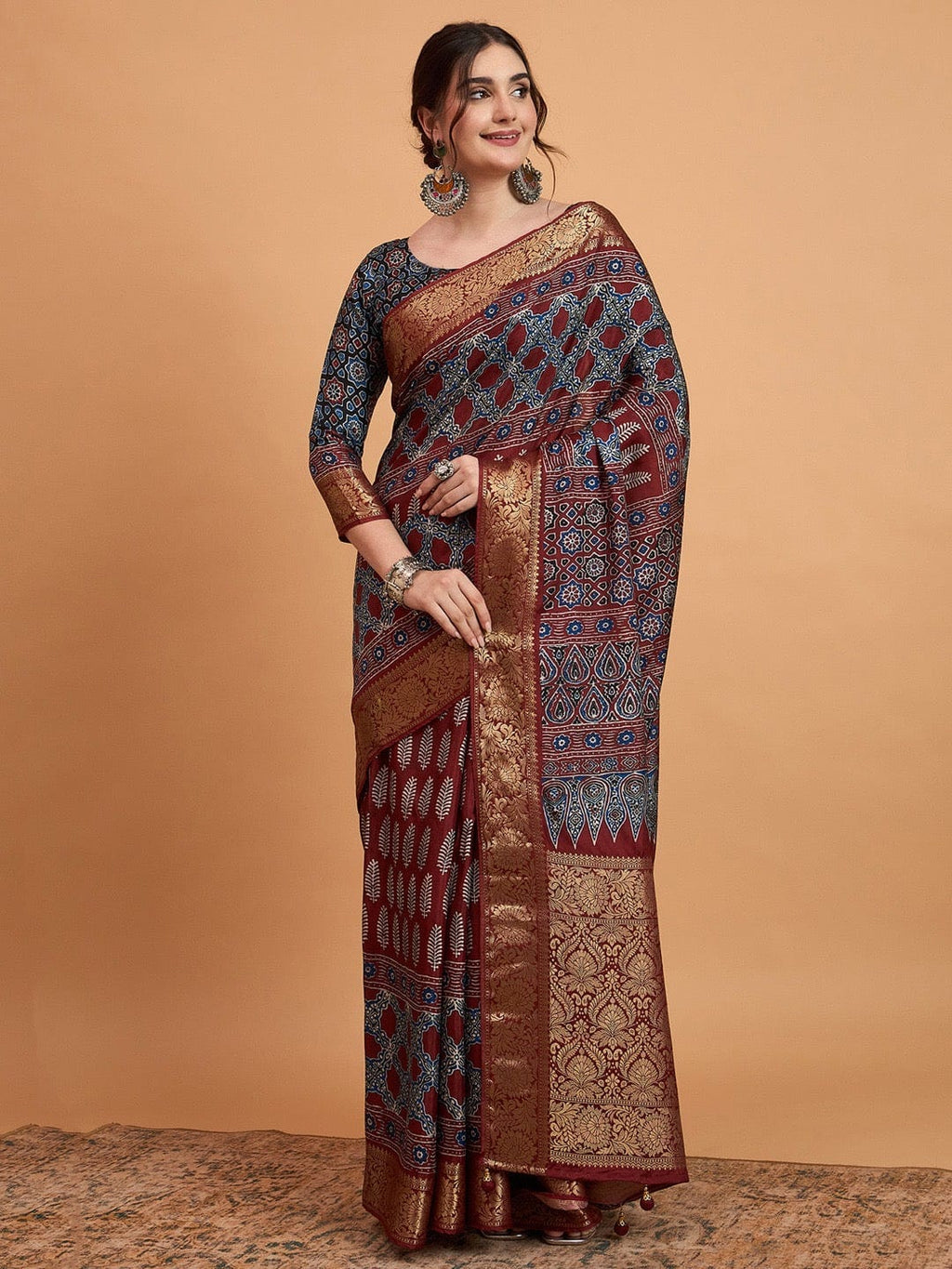 Mia - Turn Heads in Ajrak Viscose Saree