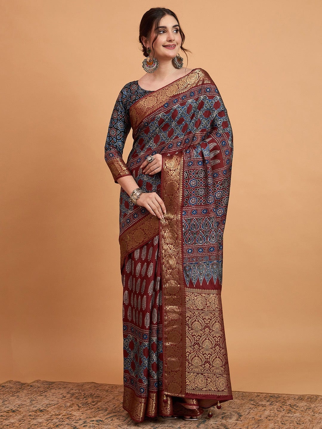 Mia - Turn Heads in Ajrak Viscose Saree
