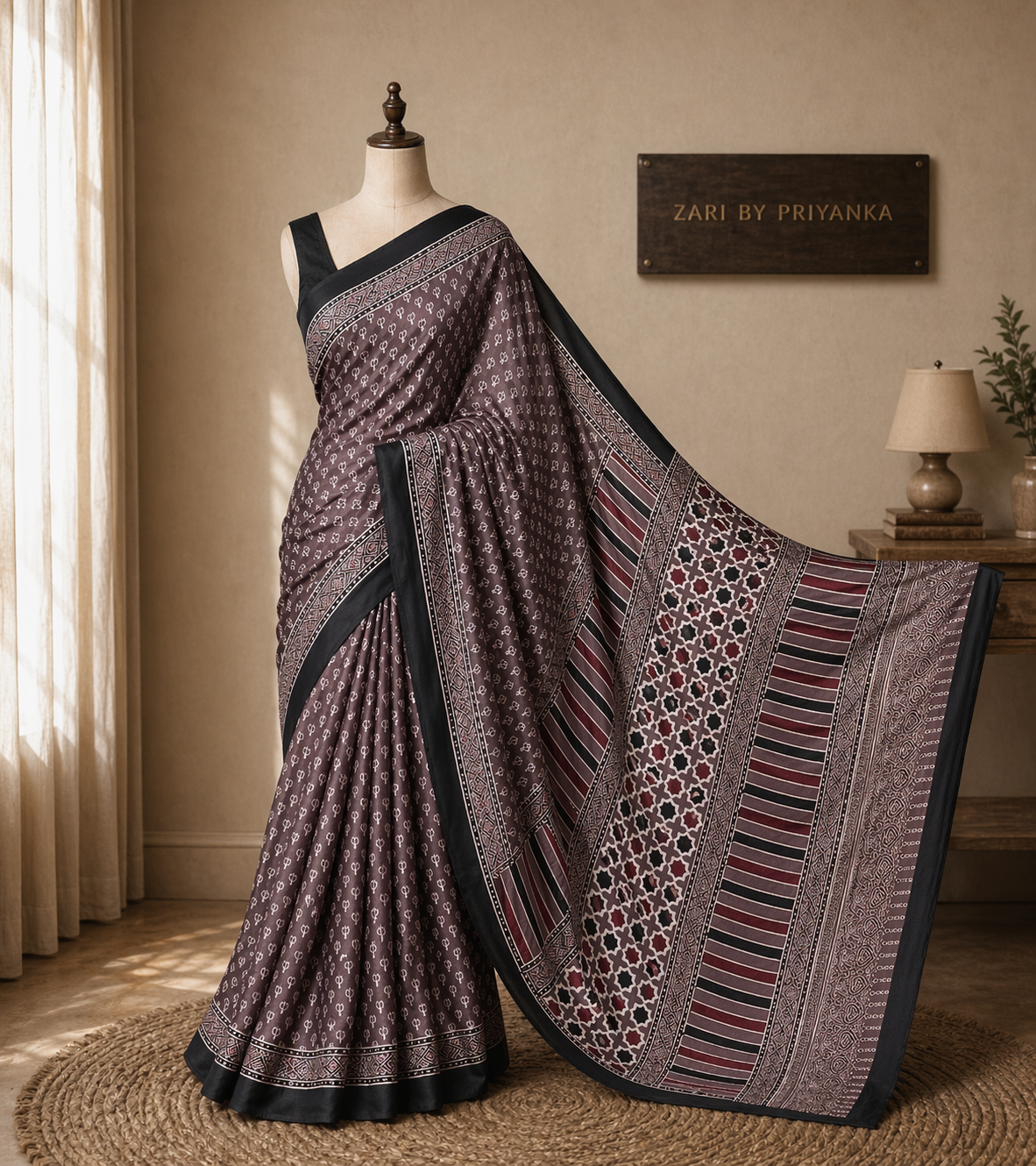 Dilruba  - Pure Modal Ajrakh saree