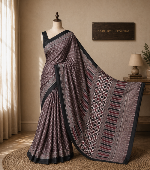 Dilruba  - Pure Modal Ajrakh saree