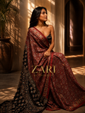 Alia | Handcrafted Ajrakh Couture Saree [Ready to Dispatch]