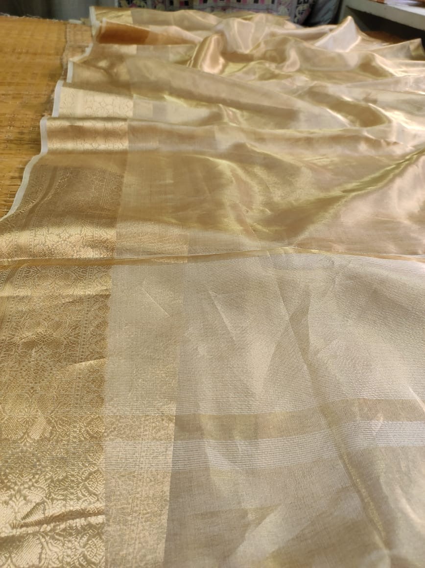 Atwa - Pure Tissue Organza Silk Plain Saree with Special Tassels