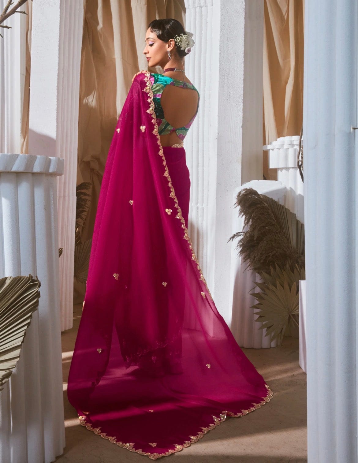 Sweta - Pure Organza Crepe Designer Saree