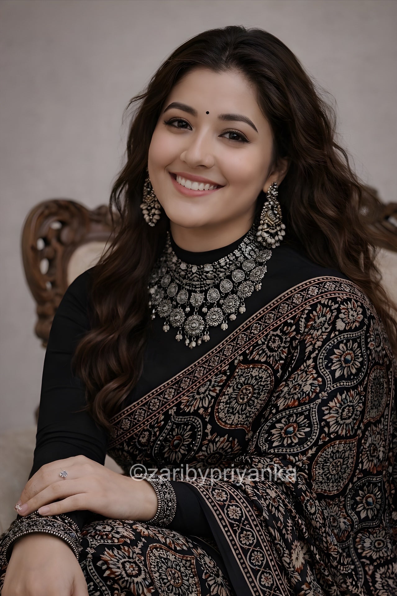 Maraaya - Designer Pure Modal Ajrakh Mirror saree