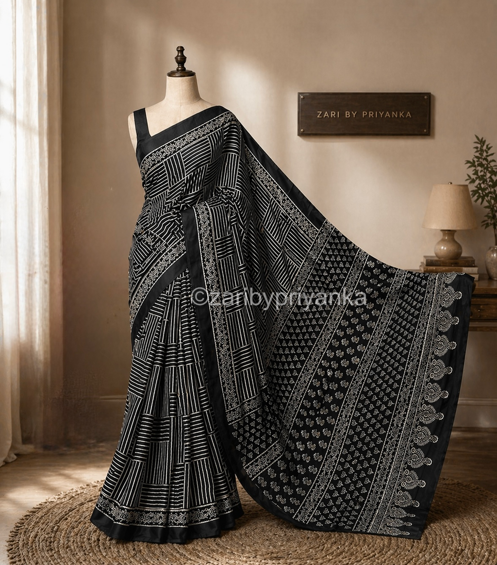 Kamini  - Pure Modal Ajrakh saree