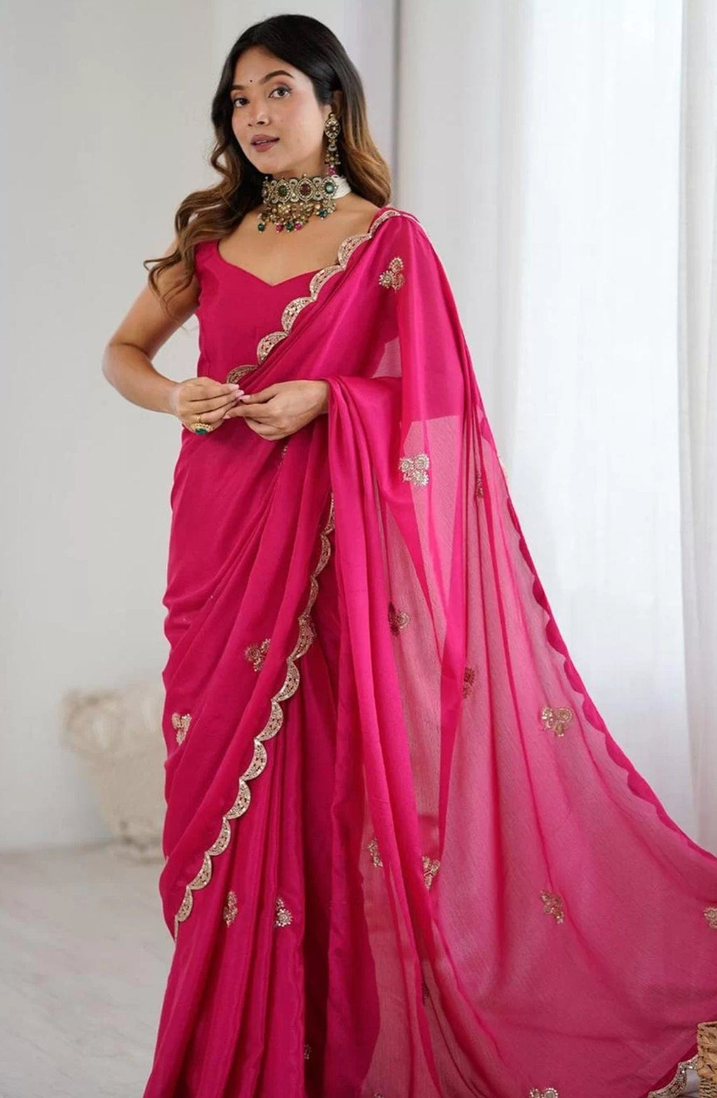Arti - Soft Chiffon Sequins Saree