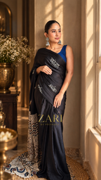 Diva | Handcrafted Ajrakh Couture Saree [Ready to Dispatch]