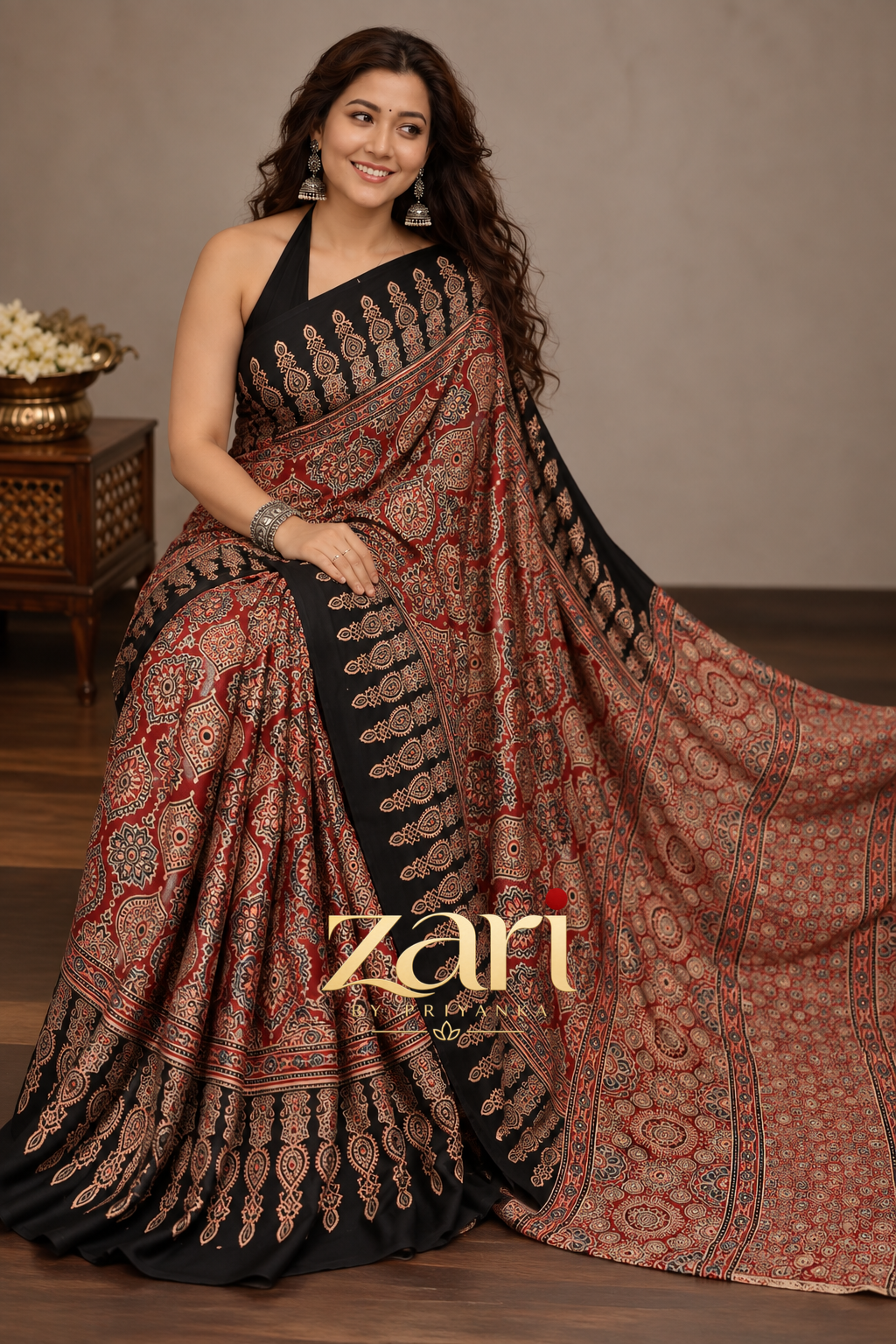 Shena - Pure Modal Ajrakh saree