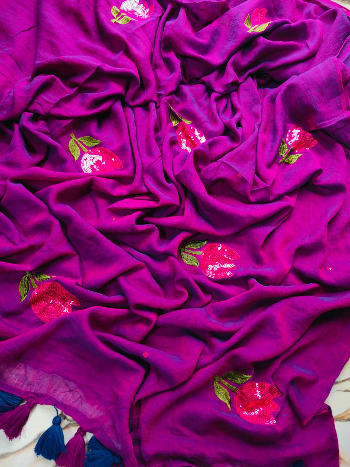Ishana - Pure Mulmul Soft Saree with embroidery