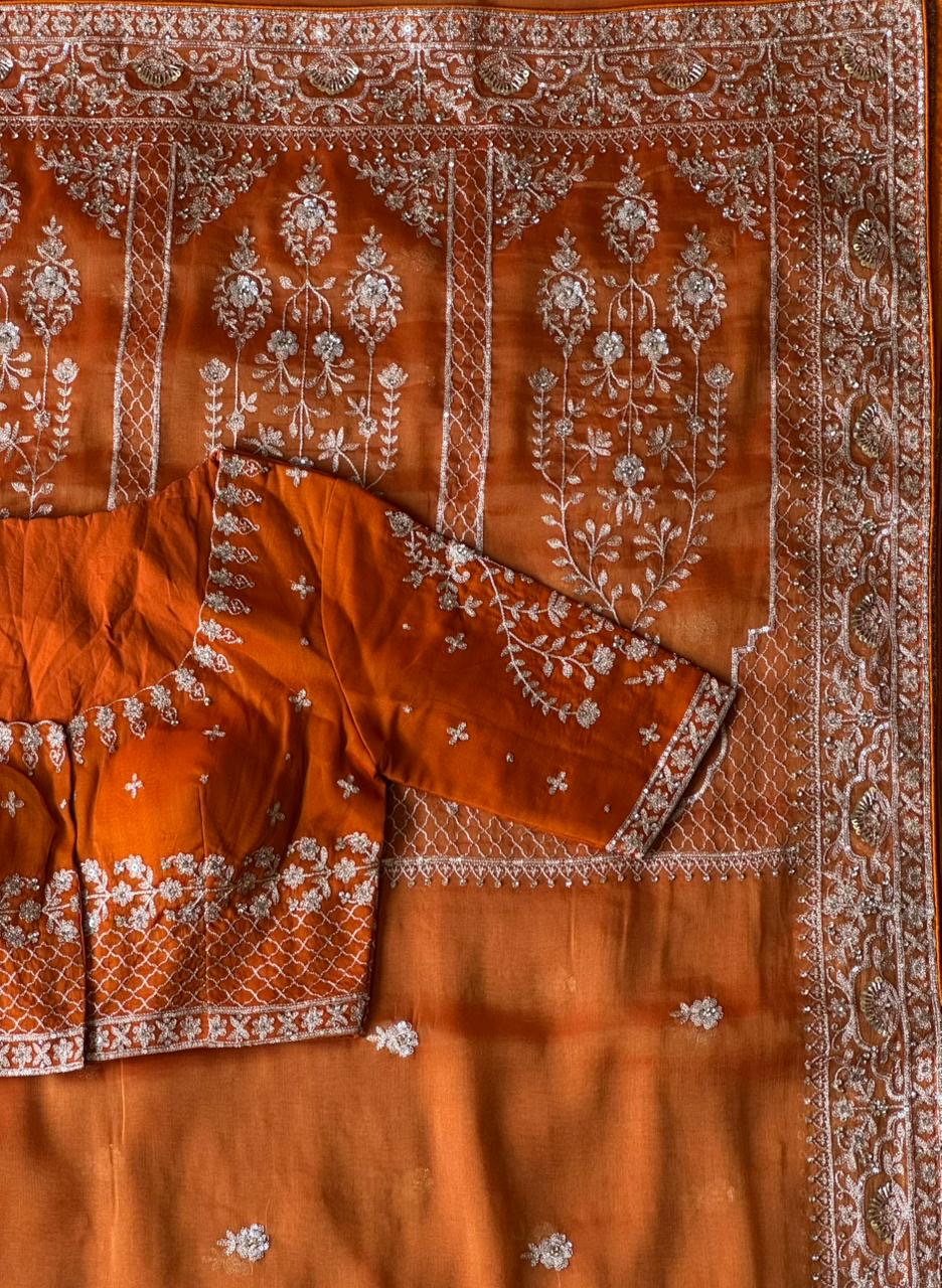 Aishu - Soft Tissue Aari Handwork Saree