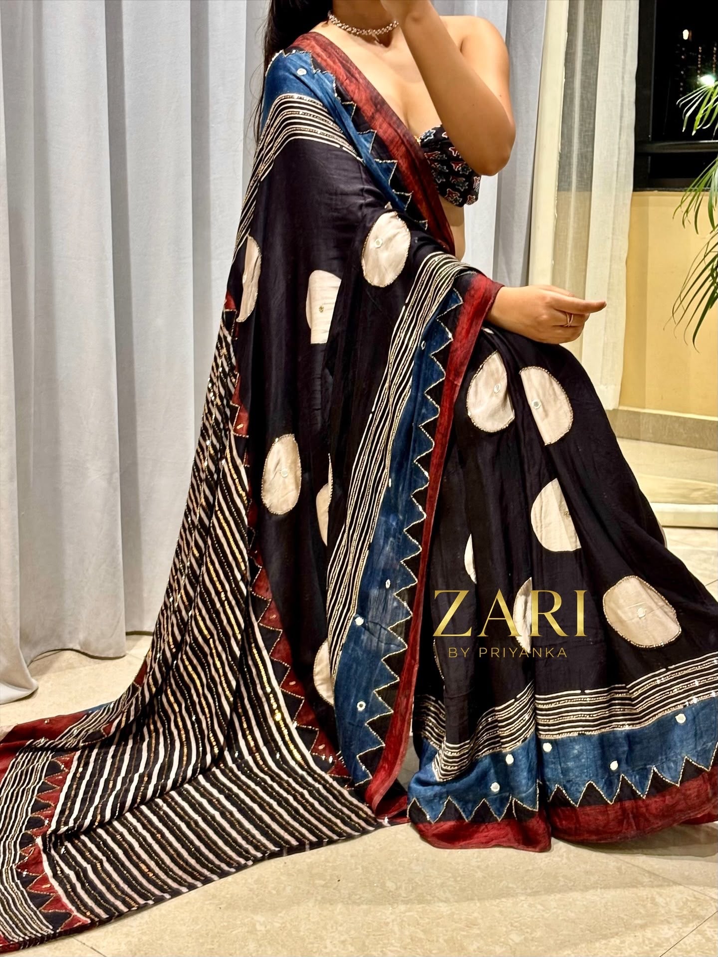 Yuvani | Handcrafted Ajrakh Couture Saree