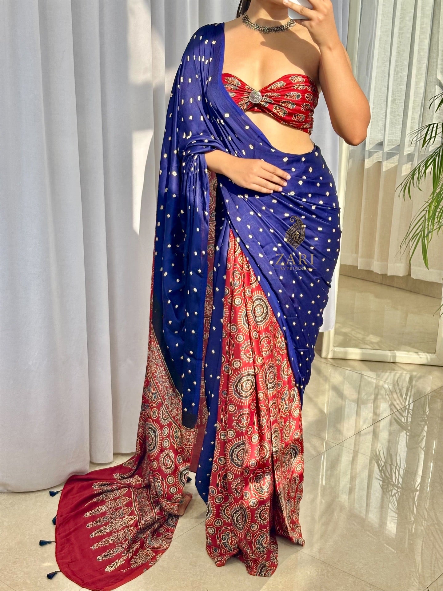 Tanisha - Pure Modal Ajrakh saree