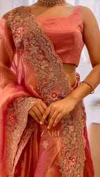 Raga - Tissue Silk Saree with Scallop sequins handwork