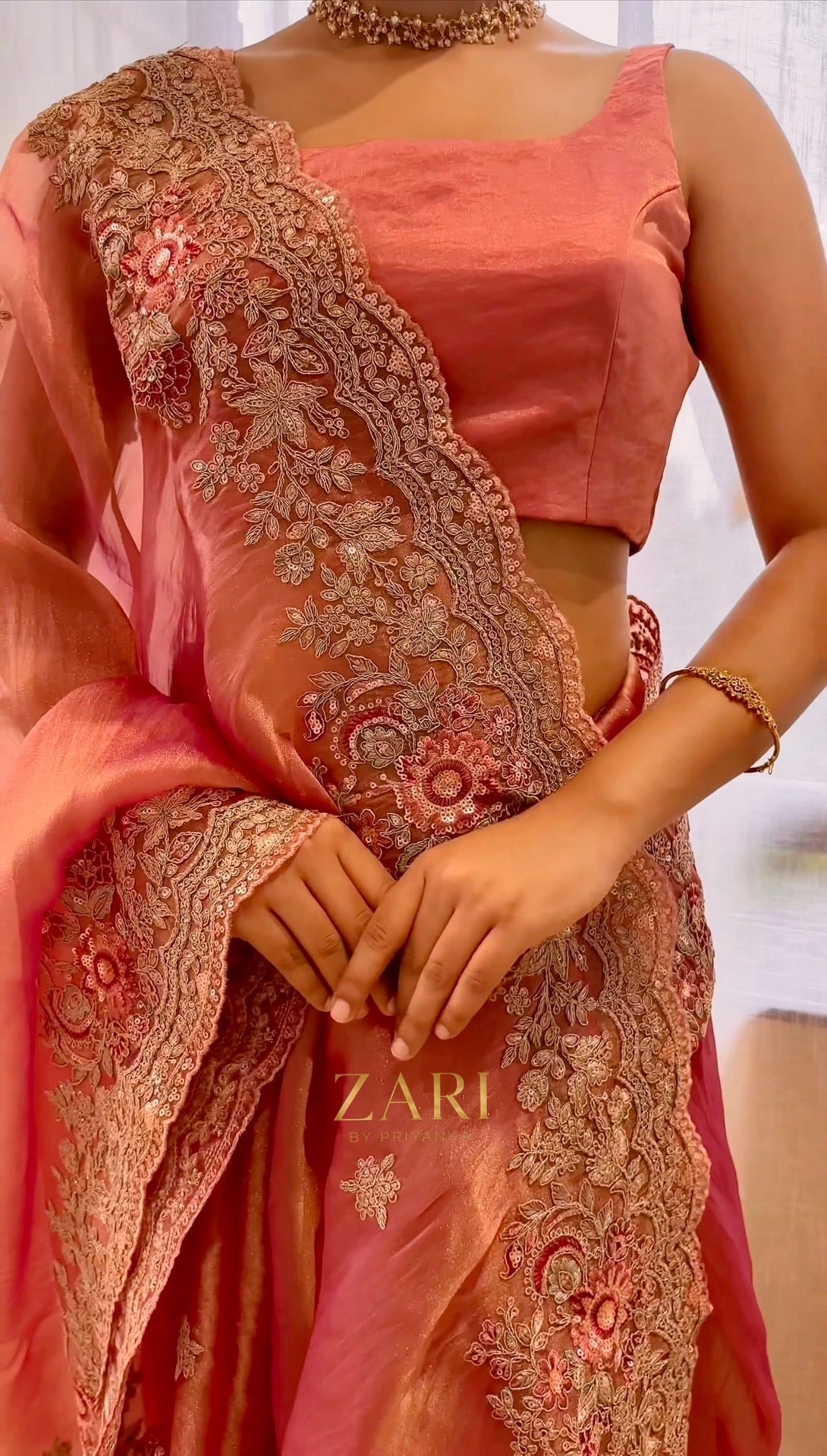 Raga - Tissue Silk Saree with Scallop sequins handwork