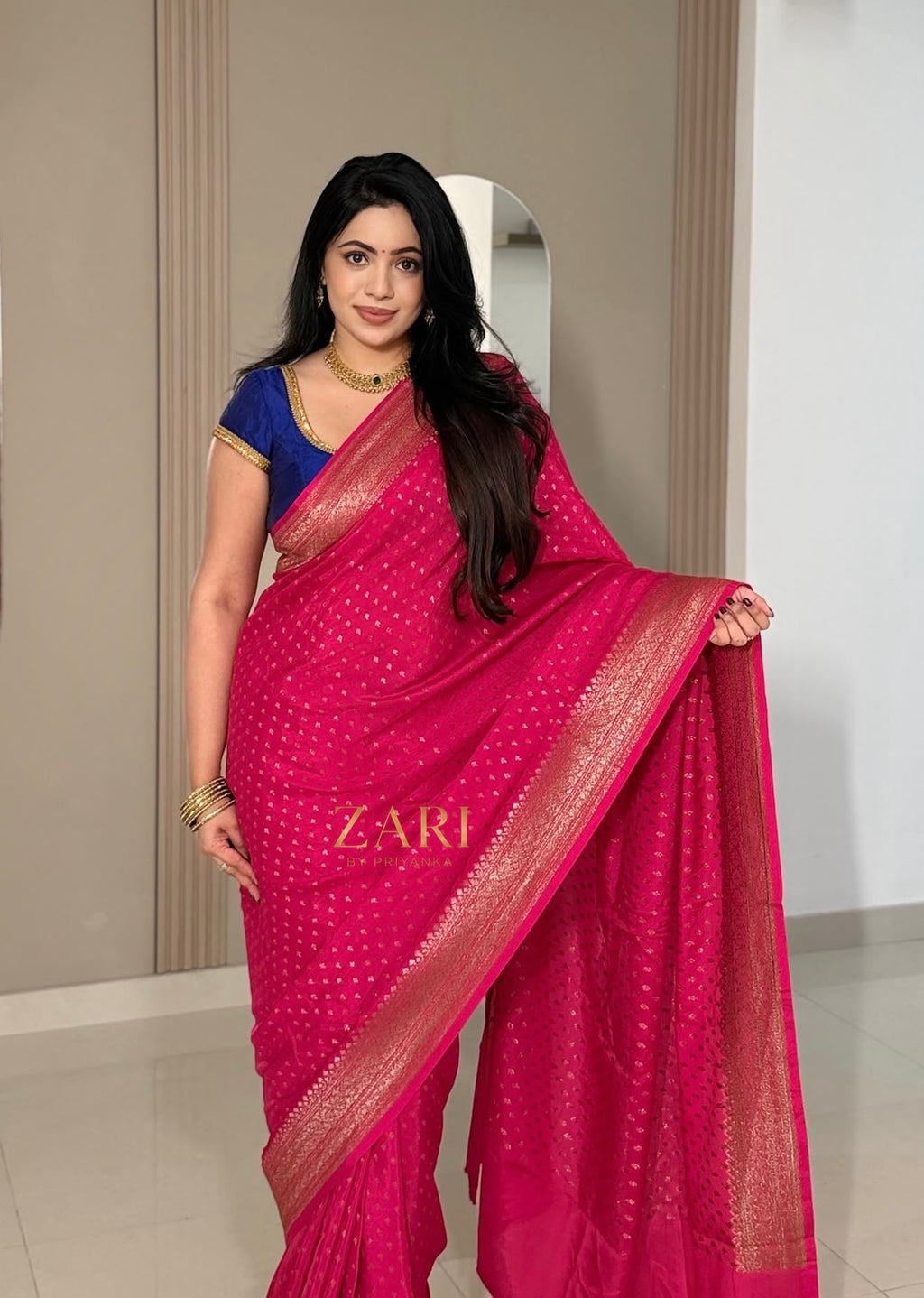 Shree-Pure Khaddi Crepe Chiffon Saree