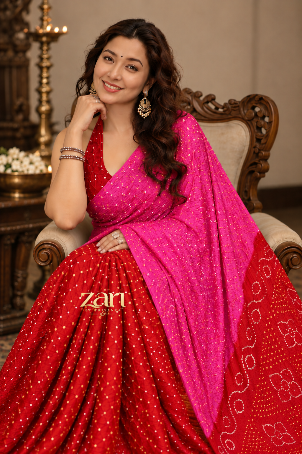 Tash - Pure Modal Bandhej Saree with Tissue Pallu