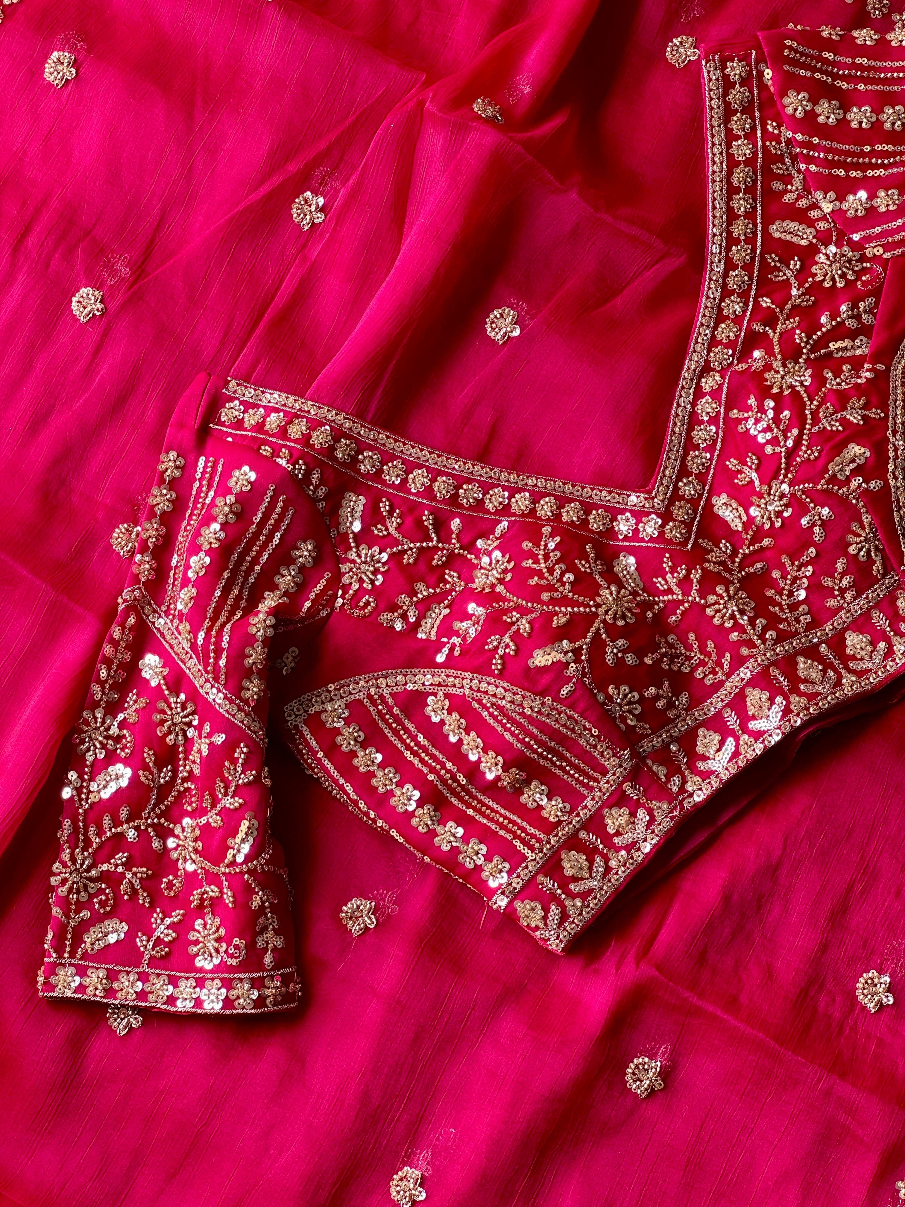 Nikkat - Fuchsia Tissue Silk Cocktail Saree