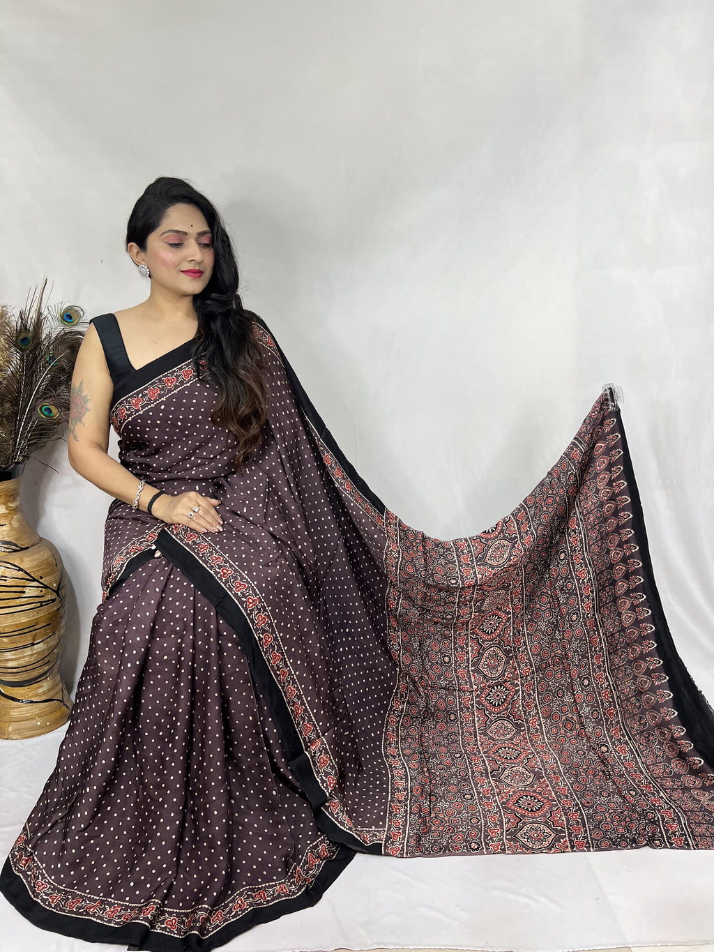 Nushrat  - Pure Modal Ajrakh saree