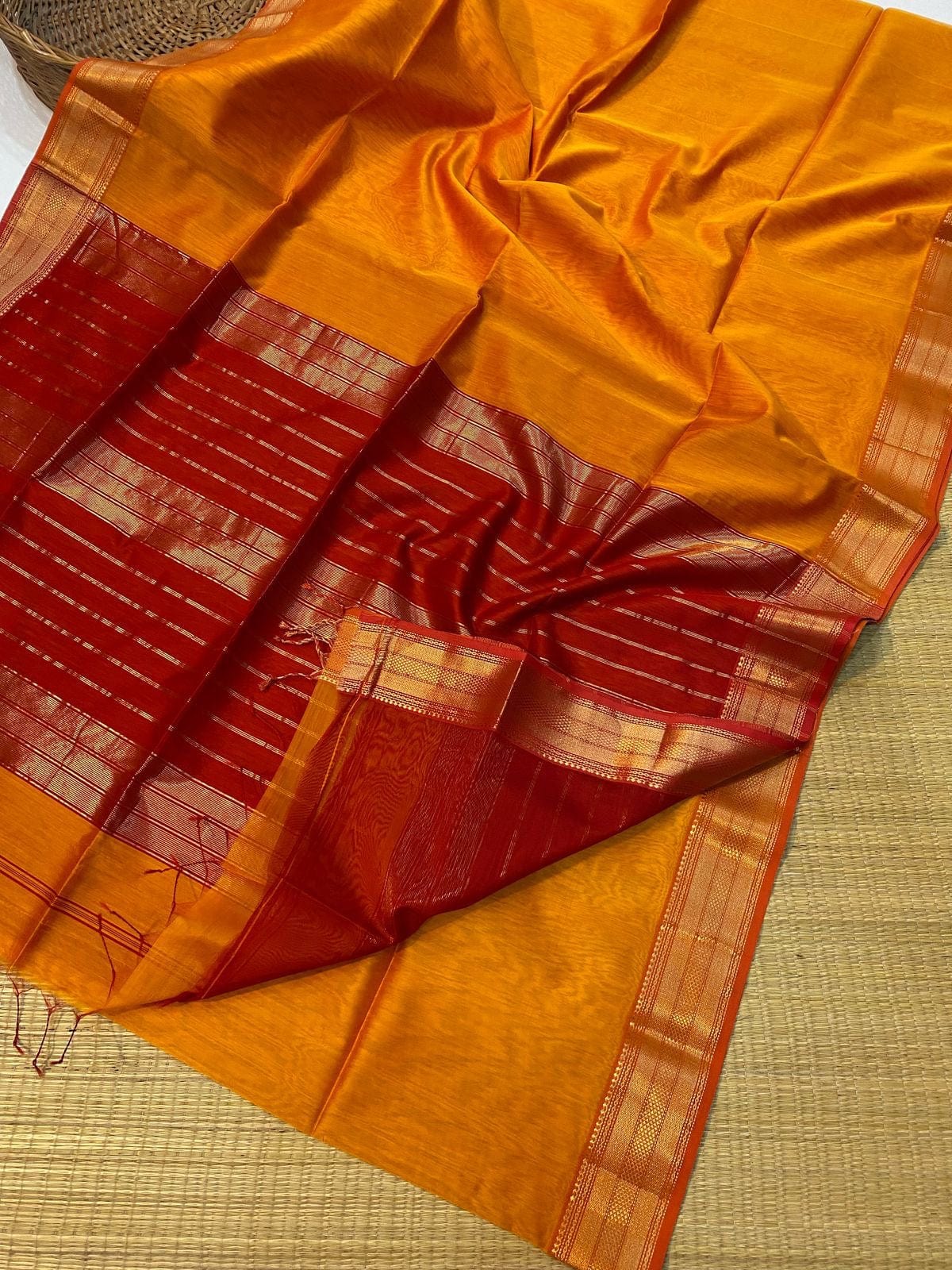 Diya Maheshwari Handloom Jari Chatai Border Saree