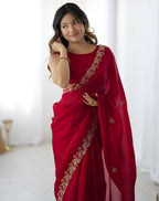 Polki - Crepe Satin silk saree