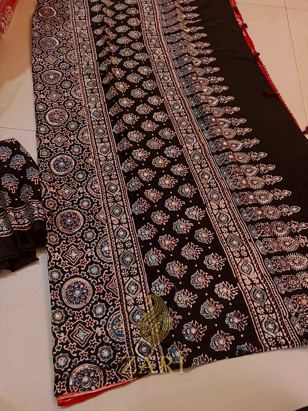 Sutra - Designer Ajrakh Handworked Saree