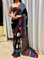 Yuvani | Handcrafted Ajrakh Couture Saree