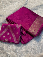 Tanvi - Viscose Chinon Silk Saree & Embroidered Blouse