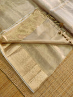 Atwa - Pure Tissue Organza Silk Plain Saree with Special Tassels