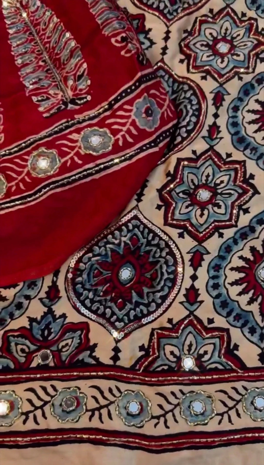 Zalak - Designer Ajrakh Handworked Saree