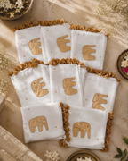 Malvika - Mul mul Cotton Saree embroidered elephant motifs