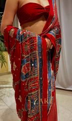 Naksha | Handcrafted Ajrakh Couture Saree