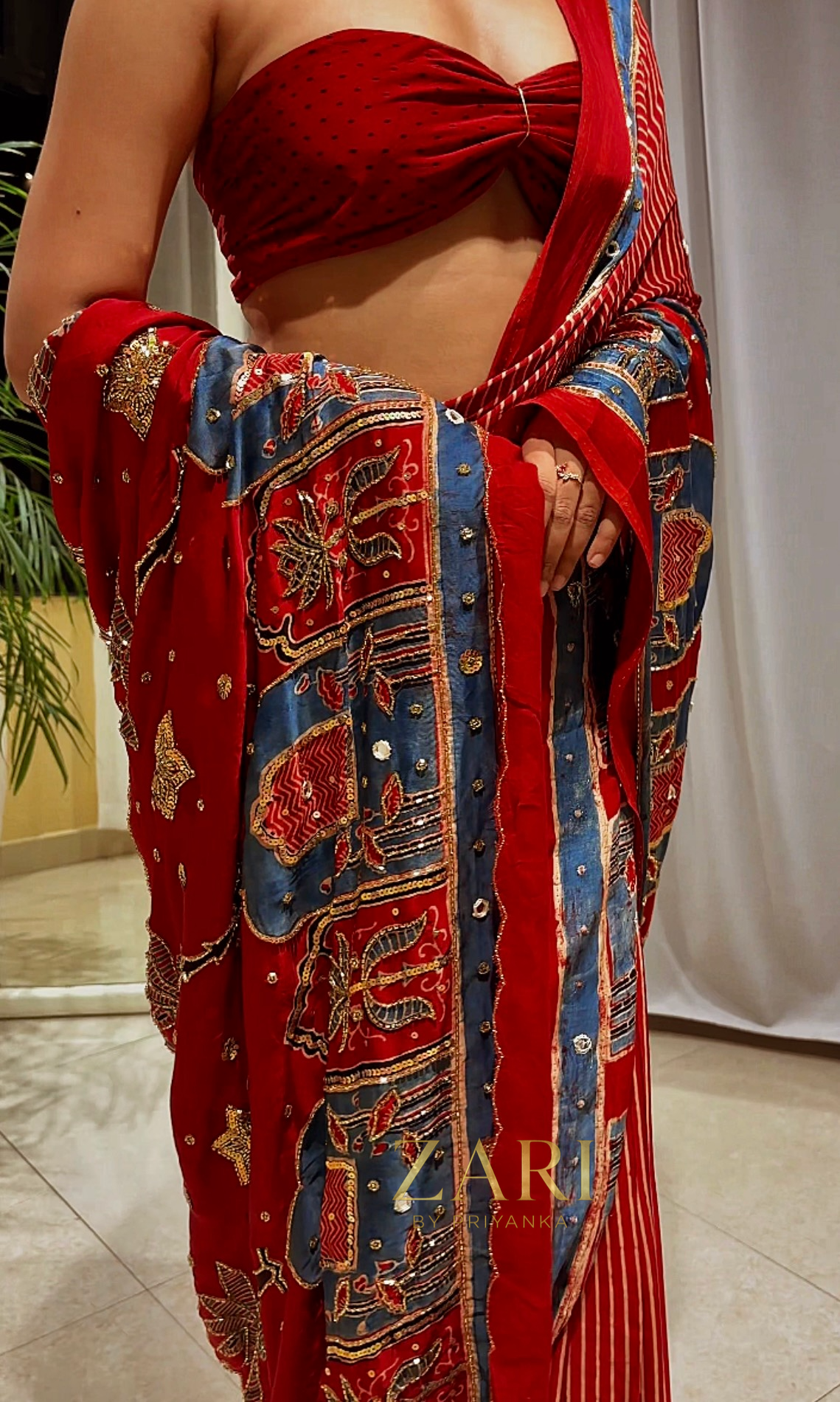 Naksha | Handcrafted Ajrakh Couture Saree