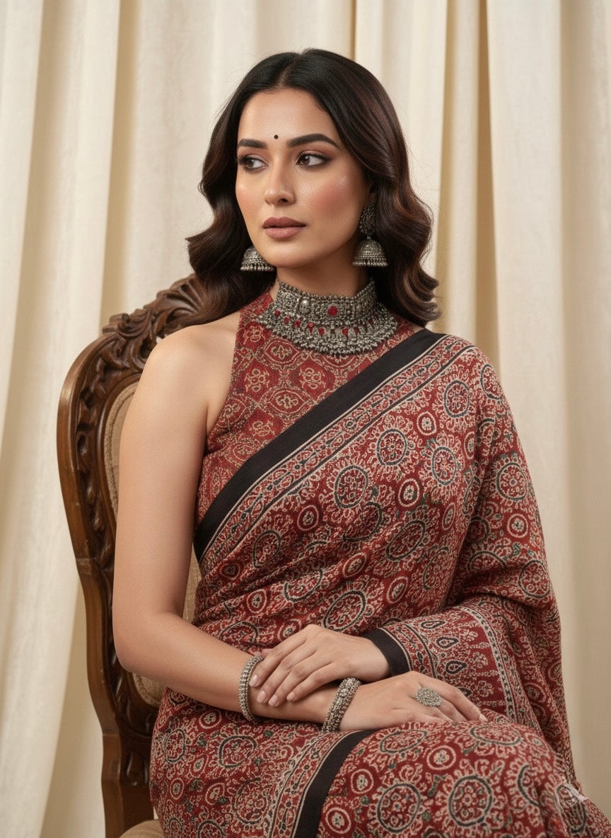 Resham - Pure Modal Silk Ajrakh Saree