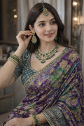 Shagun - Designer Chinon Handwork Saree