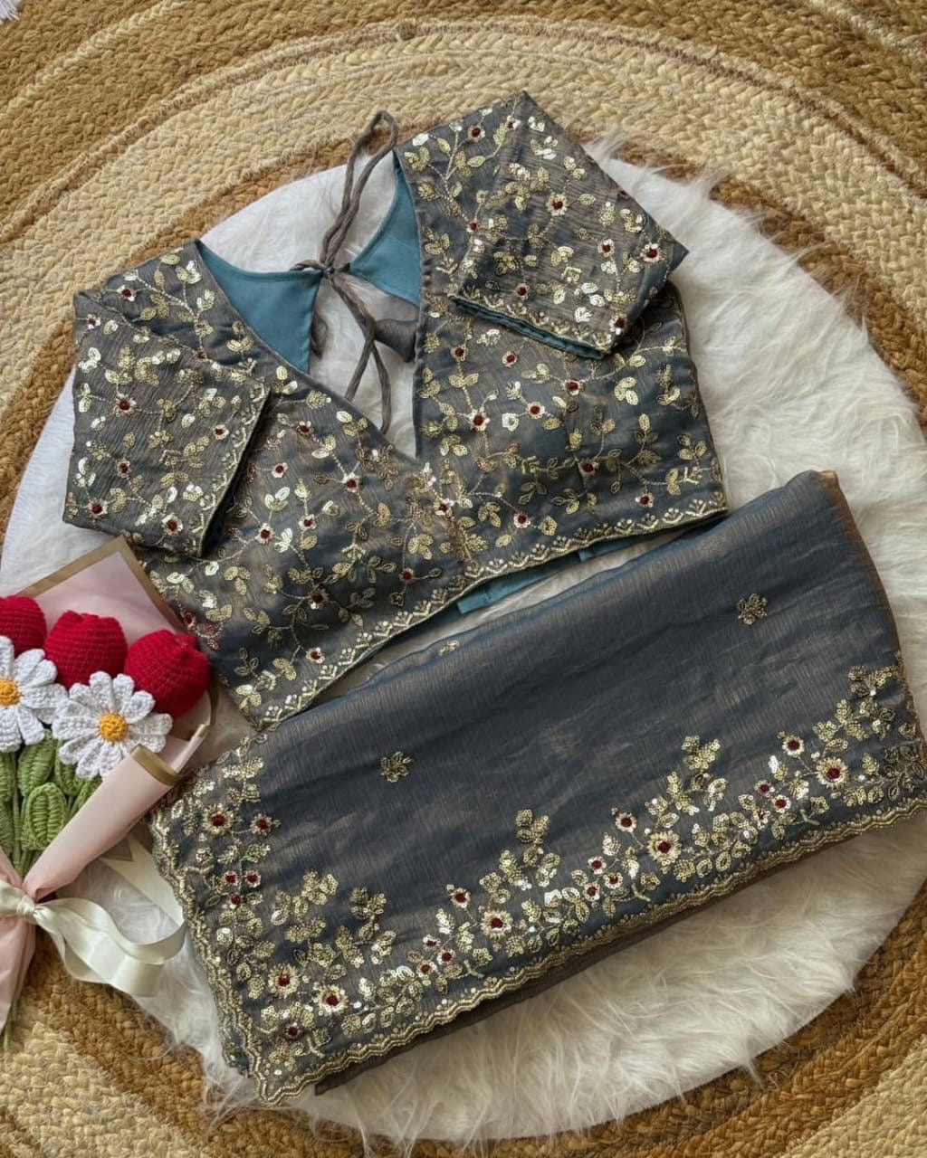 Arti - Chiffon Saree with Sequin & Embellishment Work