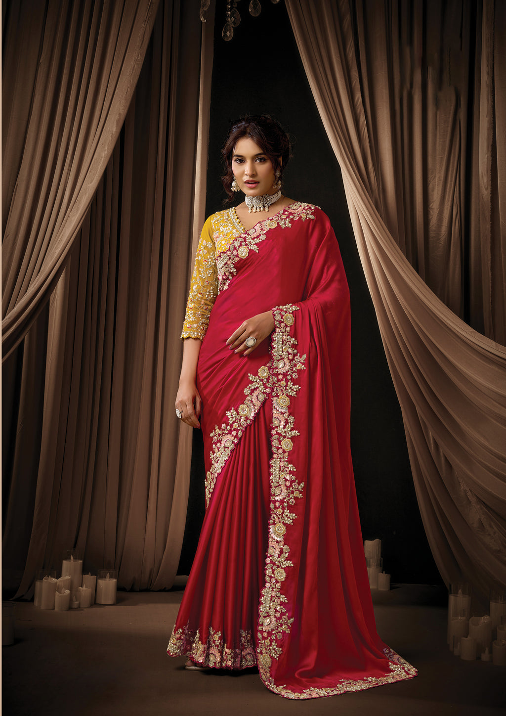 Natija - Designer Satin Saree