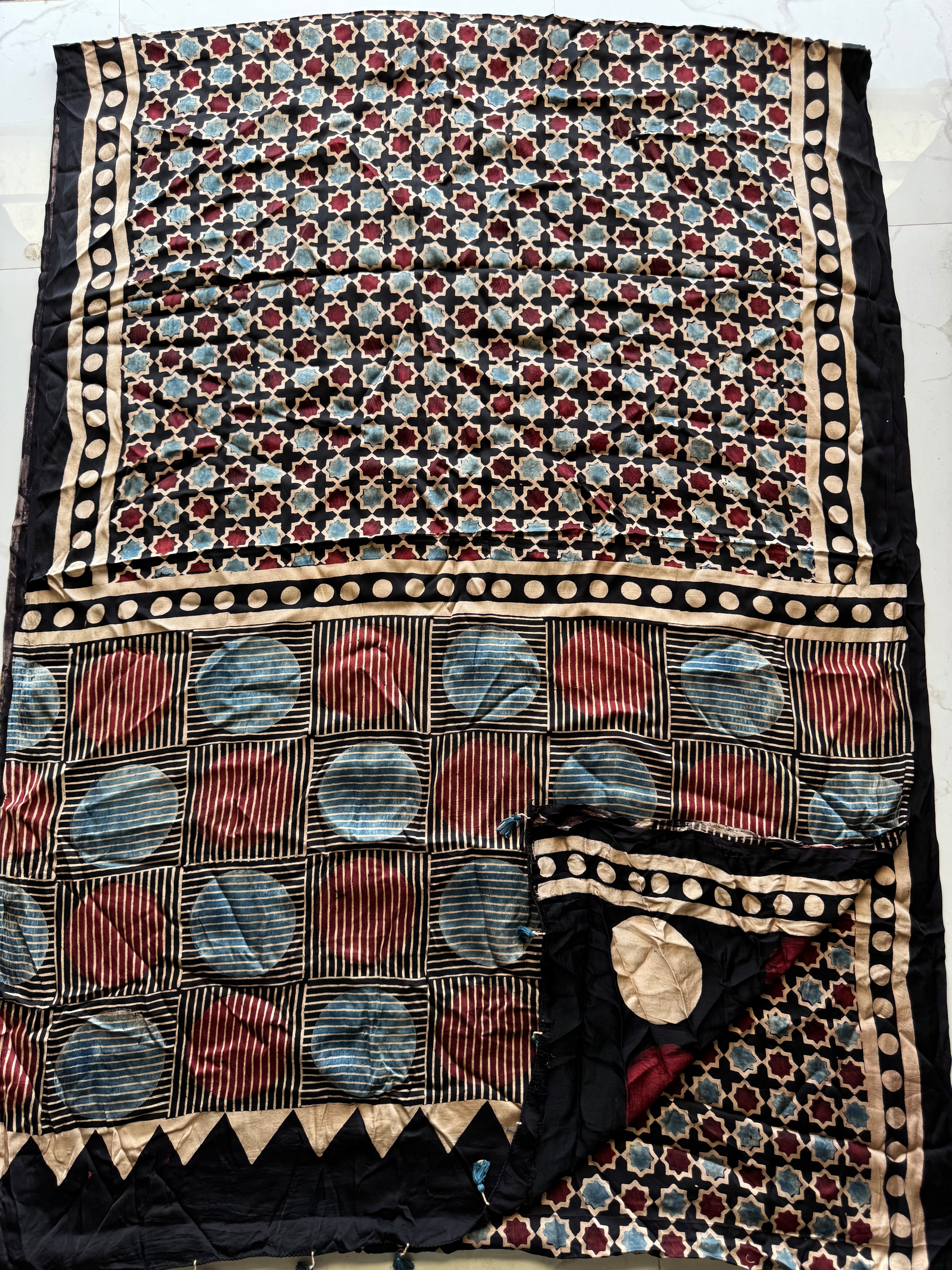 Durga  - Pure Modal Ajrakh saree