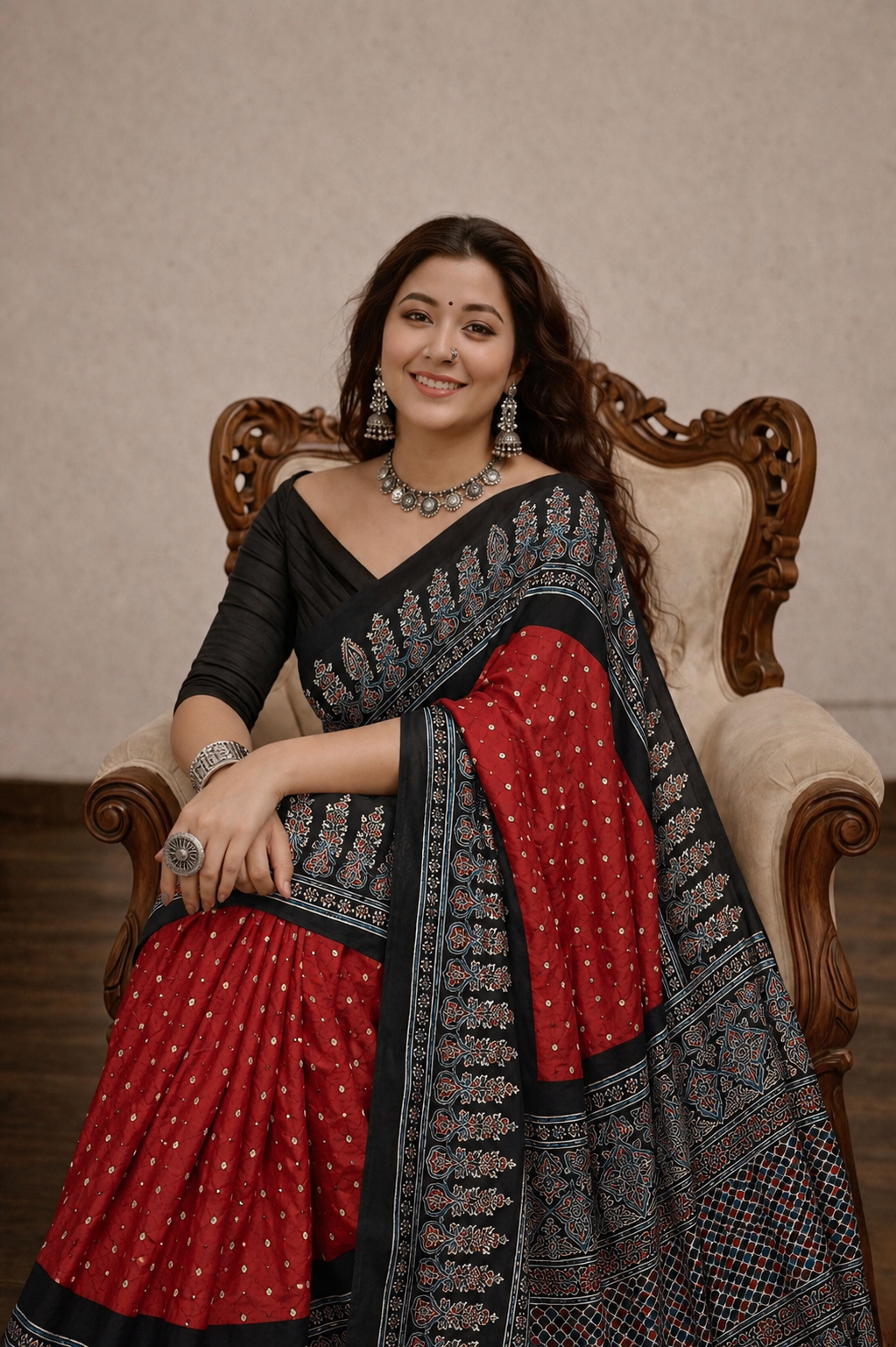 Tiyara - Pure Modal Ajrakh saree