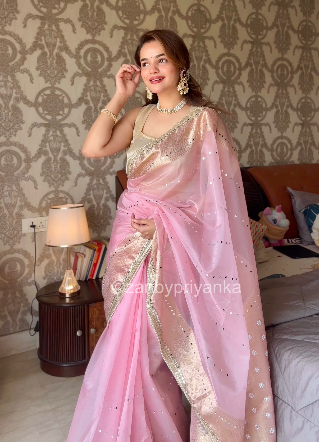 Neha 3 - Soft Tissue Saree with Mirror work